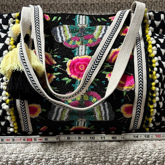 America & Beyond - Midnight Butterflies  Black and Multicolor Tote 3 piece set - Picture 3 of 13